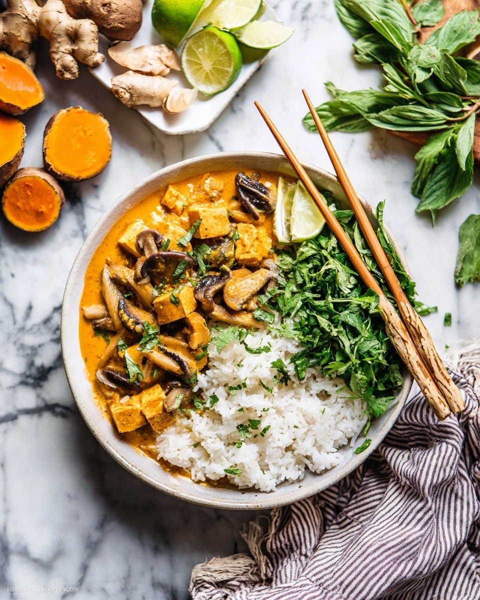 Thai Mushroom Pumpkin Curry with Tofu or Chickpeas Recipe