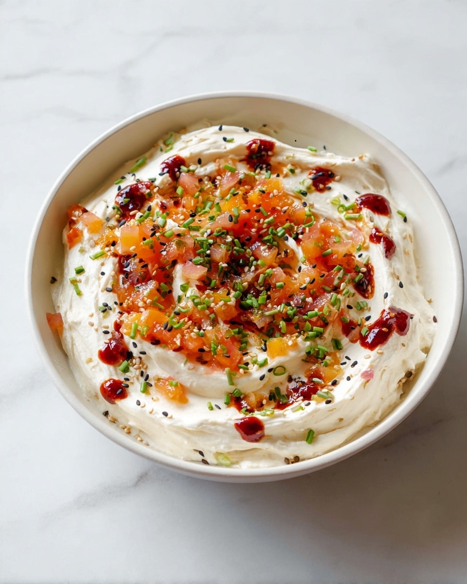 Whipped Mozzarella & Cheddar Dip with Diced Fruit and Chili Oil Recipe
