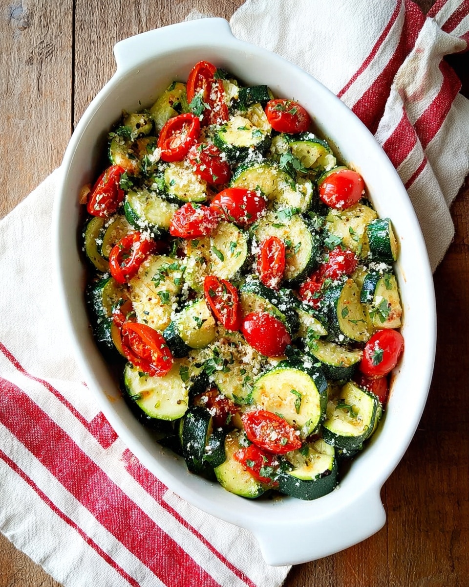 Garlic Parmesan Baked Zucchini and Tomatoes Recipe