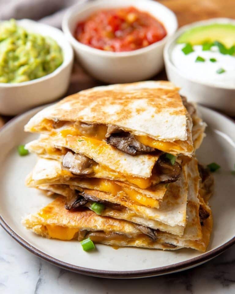 Crispy Mushroom Quesadilla with Cheesy Filling Recipe