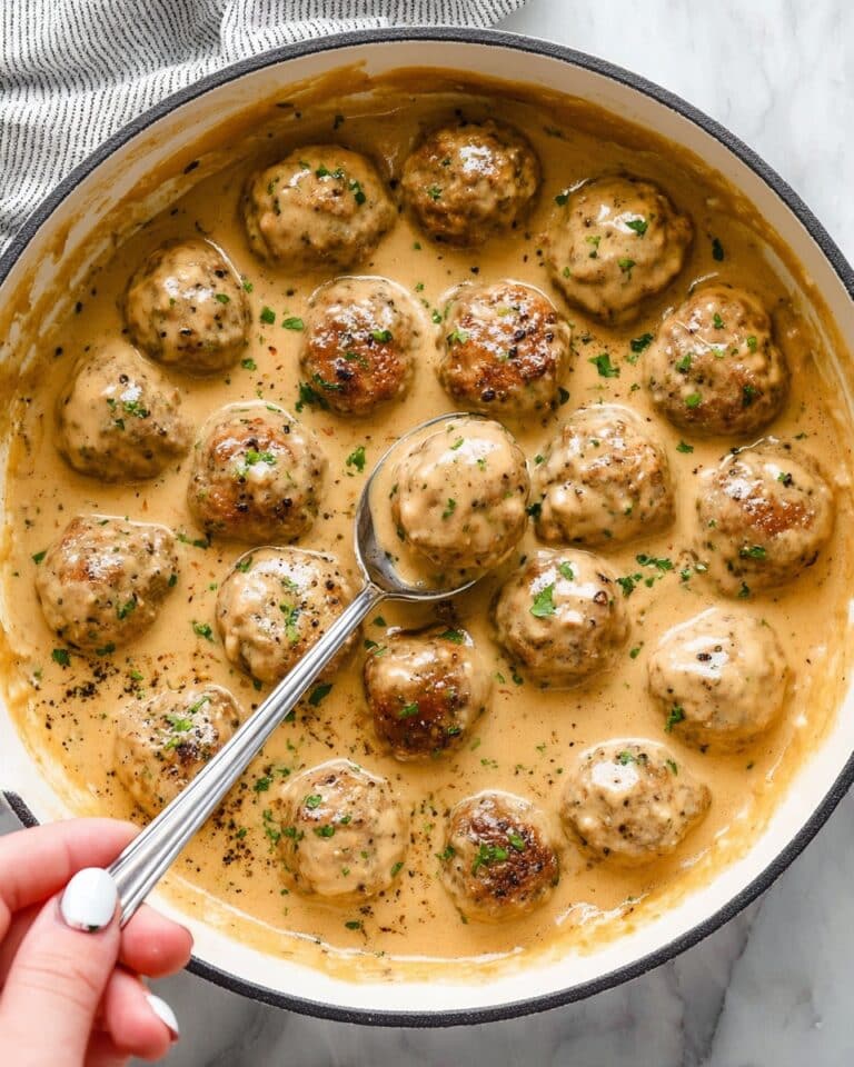 The Coziest Smothered Caramelized Onion Meatballs (Dairy Free) Recipe