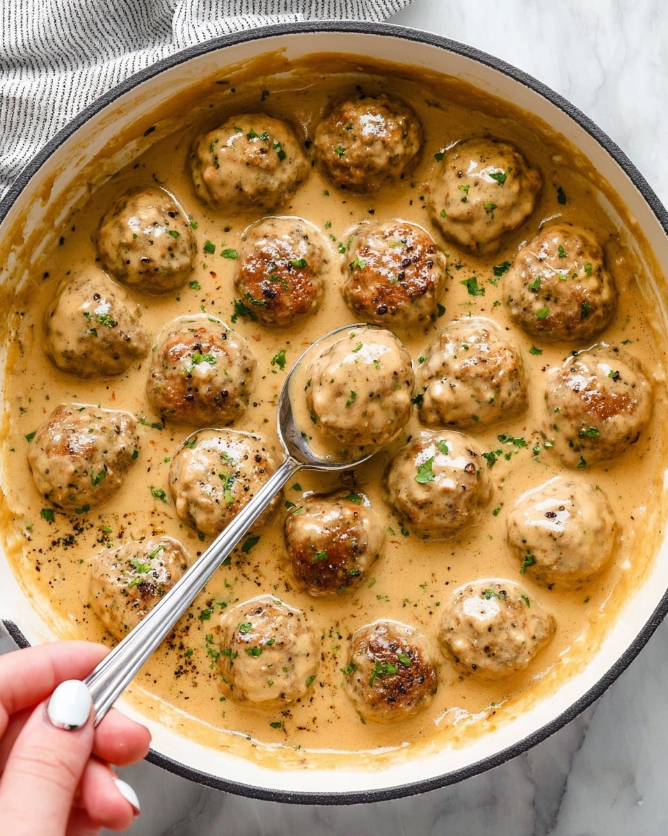 The Coziest Smothered Caramelized Onion Meatballs (Dairy Free) Recipe